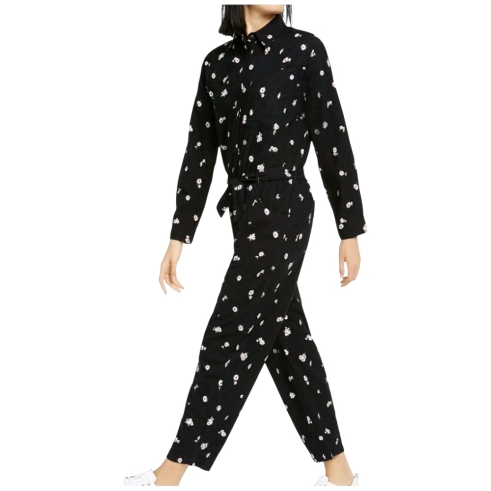Lucky Brand Women's Logan Cotton Printed Jumpsuit Black Size M